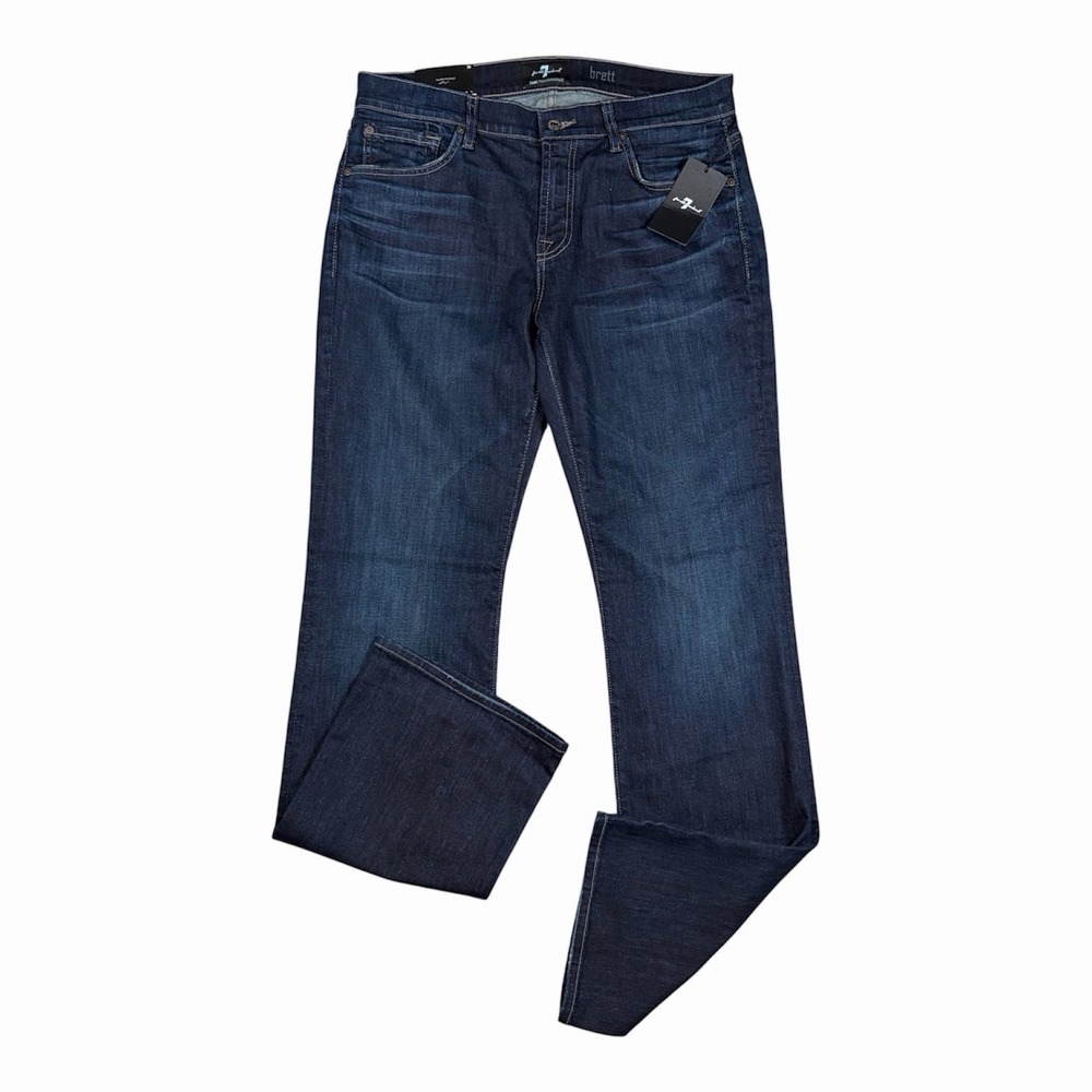 7 For All Mankind Brett Modern Bootcut Denim Jeans Mens 34x34 Blue Wash NWT